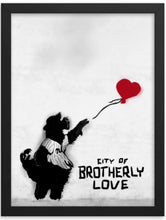 Load image into Gallery viewer, Framed “Banksy-style” City of Brotherly Love Print
